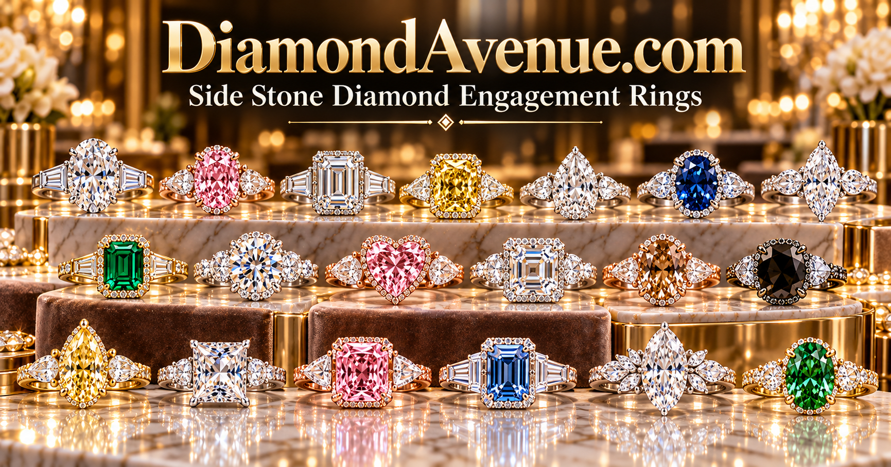 Side-stone diamond engagement rings
